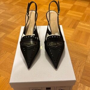 Dior Calfskin Slingback Pumps size 37 Black